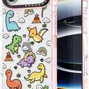 for iPhone Air Case Cute - Military-Grade 20 ft Drop Protection Shockproof Phone Case - Funny Dinosaur Land Design for iPhone 17 Air (6.5") Glitter Pink