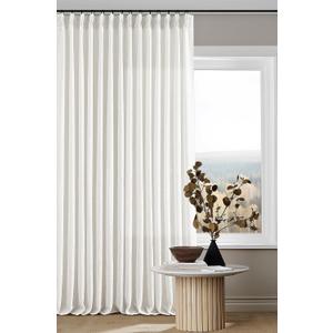 TWODRAPES Beige White Pinch Pleated Linen Curtains 2 Panels 105 Inches Long for Living Room Bedroom Memory Shaped Semi Sheer Pleat Drapes with Hooks Rings Light Filtering Window Curtain 40x105