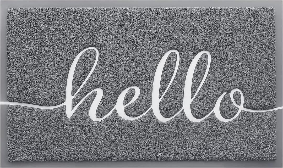 BeneathYourFeet Door Mat (32"x20",Grey), Welcome Mat Low Profile Front Doormat Indoor Outdoor Door Non Slip Rugs for Entryway, Patio, High Traffic Areas (1'8" x 2'8" (Rectangular))