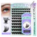 Self Adhesive Lash Clusters, Winkgiggle 100pcs No Glue Needed Self Adhesive Eye Lashes Clusters, Reusable Pre-Glued Lashes No Remover No Residue for BeginnersVolume-Mixed