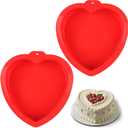 8 Inch Silicone Heart Shaped Cake Pans Cake Mold Nonstick Food Grade Silicone Easy Clean Microwave and Oven Safe (heart-shaped, 8.2x8.2x0.78inch)