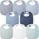 Bearmoss Baby Bibs for Drooling and teething 100% Cotton Muslin Bibs for Baby Boy & Girl,Adjustable, Ultra Absorbent,8 Pack (Mint Iceberg)