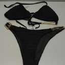 Floerns Women's Micro Triangle Bikini Set Cut Out Chain Two Piece Bathing Suit (X-Large, Black)