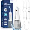 350ML Cordless Water Flosser, Water Dental Flosser Picks for Teeth Cleaning and Flossing with 6 Jet Tips & 5 Pressure Modes, 2000 mAh Rechargeable Powerful Oral Irrigator for Home Travel (White)