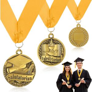 Kenning 2 Pcs Graduation Award Medal Valedictorian Salutatorian Award Medal on Gold Grosgrain Ribbon for 2026 Graduation Students School Education Academics Celebration Recognition Party Supplies
