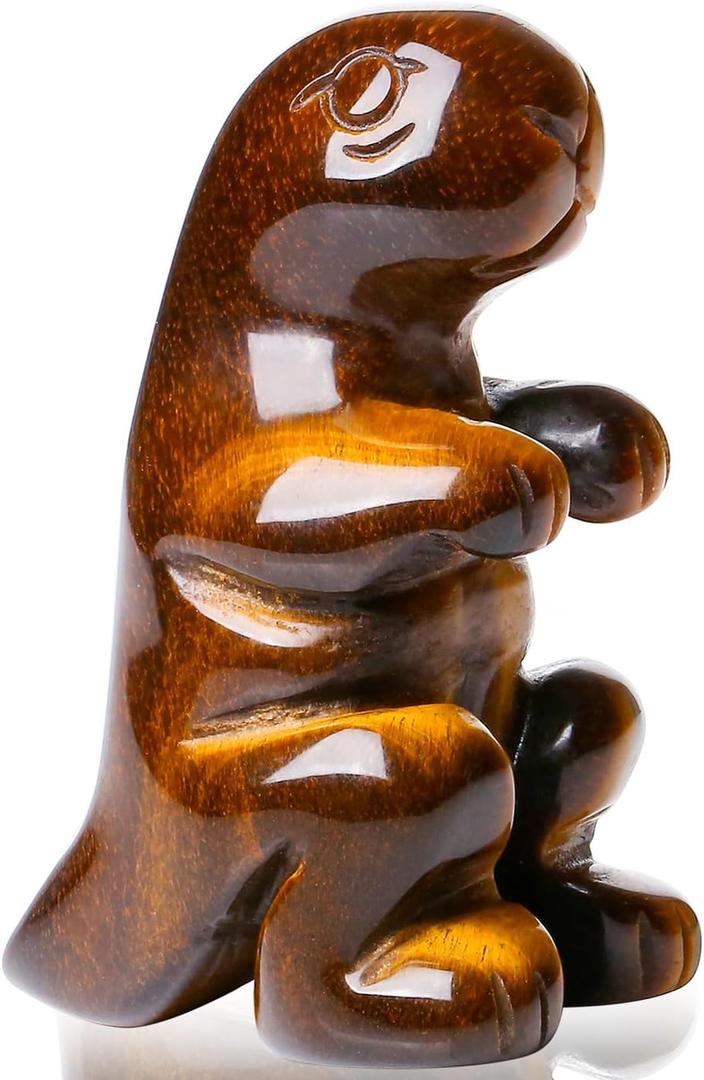 DUQGUHO Dinosaur Gift Decor Tiger Eye Crystals Statue Cute Figurines Collectible Decorations Gift for Women Men Christmas Home Desk Decor 1PC