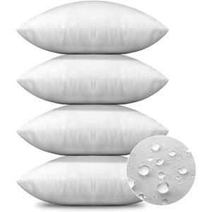 OTOSTAR Waterproof Throw Pillow Inserts 18x18 Inch, Set of 2 Water Resistant Square Form Cushion Stuffer for Garden, Bench, Patio - Decorative Outdoor Sofa Pillow Inserts White