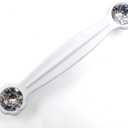 JETLAND Cabinet Drawer Crystal Pulls, 4-Pack, White with Clear Glass, 4" Hole Centers, Shining Daisy, Cabinet Handles for Dresser Nightstand Furniture, PW6738WW102