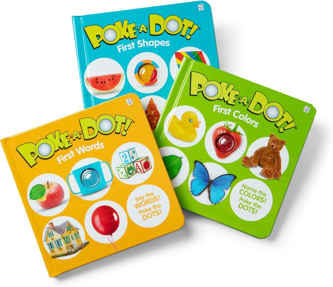 Melissa & Doug Poke-a-Dot Children’s Books 3-Pack – First Words, Shapes, And Colors (Shapes and Colors Missing)