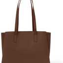 Work Tote Bags for Women 14 Inch - Work Bag Laptop Bag with Zip Compartments - Large PU Leather Office Computer Briefcase