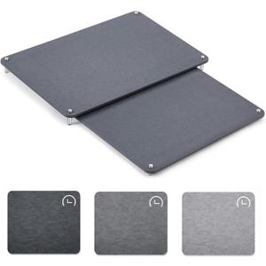 2 Tiers 24"x16" & 20"x16" Large Nesting Stone Dish Drying Mats for Kitchen Counter Absorbent Quick Dry Diatomaceous Earth Mat with Non-slip Feet for Pot Dishes Tableware (Dark Gray)