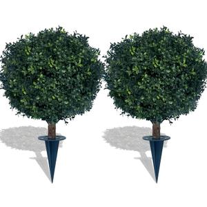 kyesyes Artificial Boxwood Ball Bush 27" Tree UV Resistance Rated with Spike. Easy to Push in The Ground.Plant Looks Great in a Planter Anywhere. Indoor/Outdoor Decor 2 Pack