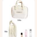 Travel Makeup Bag Skin-feel Leather, Large Capacity Cosmetic case for Women, Waterproof Portable Make up Organizer with Divider and Handle for Toiletries, Beauty Essentials (Beige)