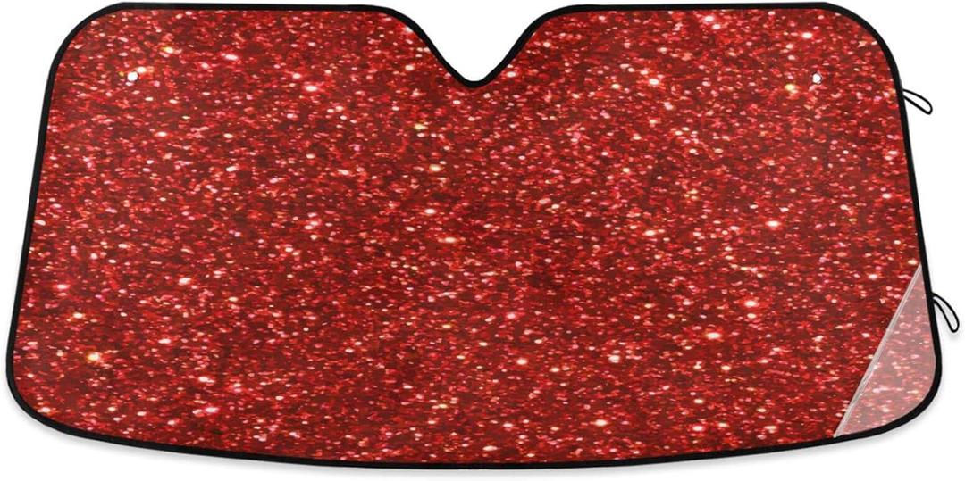 Red Glitter Shiny Car Windshield Sunshade Sparkling Sun Shade Sunshades Reflective Block UV Rays Protector Keep Your Vehicle Cool Visor Cover Sunshade Foldable for Car Truck SUV M (55 inch * 27.6 inch, multi 5)