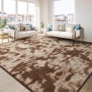 TWINNIS Large Area Rugs for Living Room Bedroom, 5x8 Feet, Super Soft Indoor Thickened Memory-Foam Carpets Easy-Cleaning, Modern Aesthetic Comfy Rug for Kids Room Home Decor, Tie-Dyed Brown