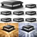 Bosceos 8-Pack Solar Post Lights, 2-Colors Mode 16LEDs Outdoor Decorative Post Cap Lights, Waterproof Solar-Powered Fence Posts Light, Fit 4x4, 5x5 Vinyl/Wooden Posts in Garden Yard Porch Deck, Black