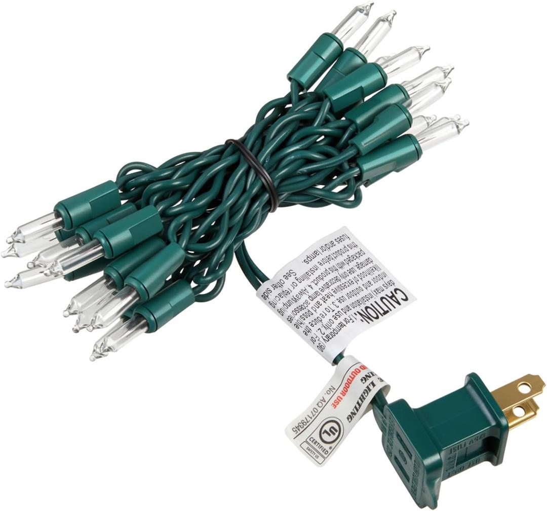 5 Feet 20 Bulbs Vintage Short Mini Light String, Christmas Lights Outdoor/Indoor, Clear Bulbs on Green Wire, 4-inch Spacing Fairy Lights(Warm White,Non-end-to-end)