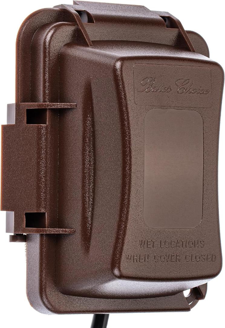 Bates- Weatherproof Electrical Outlet Cover, 1-Gang, Brown Outdoor Outlet Cover Weatherproof, Outdoor Plug Cover, Outlet Cover Box