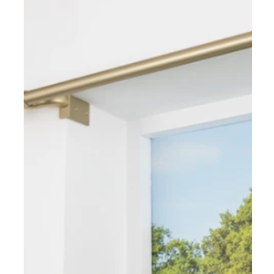  Modern Rounded Cap Single Indoor Curtain Rod and Finial Set, Easy Install Wall Mount, Matte Gold