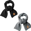 Kids Scarf Winter Neck Warmer Toddler Neck Scarf Girls Thick Scarves Boys Warm Neck Warp 2-12 Years (One Size fits Most: 2-12 Years, 2 Pack - Black + Grey)