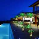 Artificial Palm Tree Christmas Tree 7Ft 3Trunks 260LED Lighted Simulation Tropical Palm Tree Fake Plant Light for Patio Home Office Beach Yard Cruise Hawaiian Party Tiki Bar Decorations - Electric