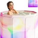 ALLIVING Portable Bathtub Adult Ice Bath Tub - Collapsible Folding Foldable Bathtub for Adult Shower Bathroom Hot SPA Soaking Cold Plunge Tub Deep Freestanding Bathtub Indoor Outdoor Purple