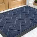 OLANLY Front Door Mat Indoor Outdoor Entrance, Waterproof All-Season, All-Weather Welcome Doormat, Sturdy Natural Rubber, Low Profile, Easy Clean Patio Porch Entryway Outside Floor Mat, 47x32, Blue, Pack of 2