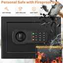 9.84"H Small Safe Box for Personal Privacy, 1.2 Cu Ft Security Safe with Fireproof Money Bag, Digital Safes with Combination Lock and Removable Shelf for Home Money Cash Medicine Documents