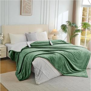 Electric Heated Blanket King Size, Dual Control Fast Heating Sherpa Blanket, 8 Heating Levels & 10 Hours Auto Off, Machine Washable with ETL & FCC Certified, Green