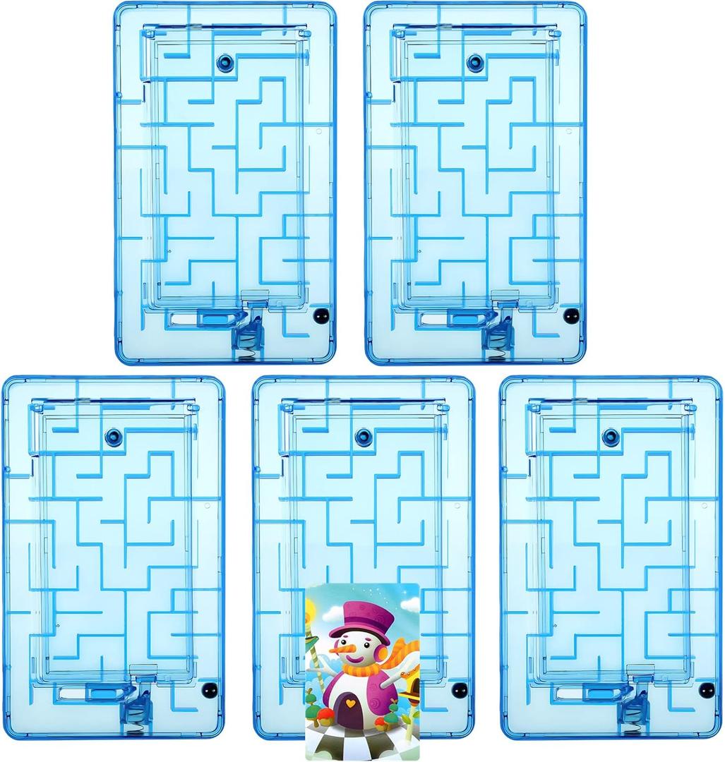 Skylety 5 Pcs Money Puzzle Box Gift Card Box Plastic Puzzle Card Holder Fun Maze Intellectual Pinball Machine Game for Teens and Adults Birthday Party Favors(Blue)