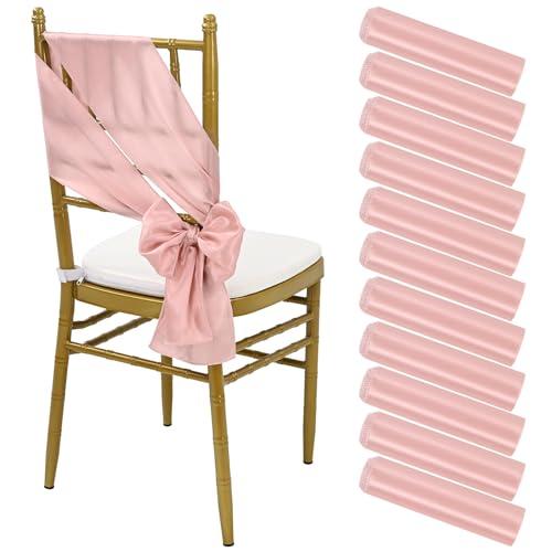60 PCS Satin Chair Sashes Rose Gold Shiny Chair Ribbon Ties Back Bows Designed Sashes Universal Chair Cover for Wedding Reception Gathering Birthday Party Banquet Restaurant Chair Decor (7x78inch)