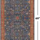Hazo Haus Navy Blue Runner Rug 2x5 for Hallway, Kitchen, Bathroom, Mudroom, Laundry Room, Washable Non Slip Non Skid Rubber Backing Low Pile Stain Resistance