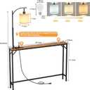 keomaisyto Skinny Console Table with Outlet, Narrow Sofa Table with 3-Color Light, Behind Couch Table with 3 Color Temperatures Led Bulb for Living Room, Bedroom, Entryway, Hallway