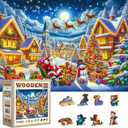 WOODEN.CITY Wooden Christmas Puzzles 1000 Piece - Santas Joyful Journey - Made in EU - 21.25 x 15.5 in