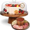Bellsal Wooden Cake Stand with Lid, Acacia Cake Stand with Plastic Dome, 12-Inch Versatile Dessert Table Display Set & Charcuterie Board for Cheese, Chips & Dips, Fruit Platter, Cake Holder for Party