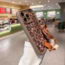 for iPhone 11 Pro Max Case, [Brown Leather Leopard Cheetah Print] [Full-Body Protection] [with Drop-Proof Wrist Strap Lanyard] Soft TPU, Shockproof and Anti-Shock, Suitable for Women & Girls