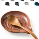 LAUCHUH Spoon Rest for Kitchen Counter, 5" Ceramic Spoon Holder for Stove Top Large Utensil Rest Farmhouse Kitchen Decor for Ladle, Cooking Spoons, Spatula, Tongs, Christmas, Kiln-Transformed Red