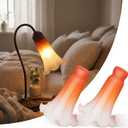 2 Pack Lily Flower Blown Glass Lampshade Orange White Glass Lamp Shade Replacement for Table Floor Lamps, I. D. 1.26" x O. D. 1.5", Fits E12 Base