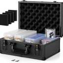 Vitula Card Case Fits for 600 Toploaders or 120 PSA Slabs or 120 Magnetic Card Holders, Trading Cards Storage Box Fits for TCG, Sports Cards, PSA Graded Slabs, Lockable Sports Cards Case (L, Black)