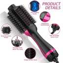 Dimecano Hair Dryer Brush, 4 in 1 One Step Hair Dryer and Styler Volumizer, Professional Hot Air Brush with Negative Ion Anti-frizz Blowout for Drying, Straightening, Salon, Black Pink