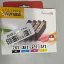 Canon CLI-281 Black, Cyan, Magenta and Yellow 4 Ink Pack, Compatible to TR8520, TR8620 Series, TS9120, and TS6210 Printers