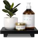 Bathroom Counter Organizer Wood Pedestal Stand Farmhouse Decorative Tray Soap Holder for Kitchen Decor, 9" x 6" - Black
