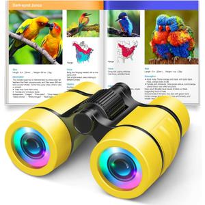 Toys for 3-7 Year Old Boys: LET'S GO! Binoculars for Kids with Bird Watching Manual Birthday Gifts for 4 5 6 7 8 Year Old Boy Girls Outdoor Toy for Kid Ages 5-7 Toddler Camping|Hiking Telescope (Yellow)