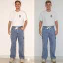 Men's Hiking Pants Cargo Jeans for Hiking, Fishing, Tactical, Jogger - Multi-Pocket Denim Work Pants (L)