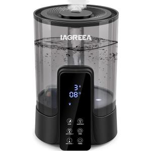 IAGREEA Humidifiers for Bedroom Large Room Home, 5L Ultrasonic Quiet Sleep Mode Cool Mist Humidifier with Essential Oil Tray, Top Fill Humidifier for Plant Baby, 3-level Humidity Design, Auto Shut-off