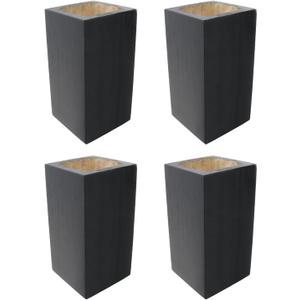 Cuboid Pine Wooden Square Holes Risers, Black Heavy Duty Wood Riser Extender Fit Inner Hole 1.97" Increase Height 3.94" for Furniture Table Bed Couch Sofa Desk Legs 4Pcs