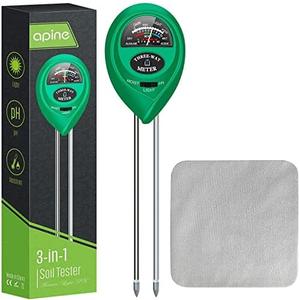 apine Soil Moisture Meter, 3 in 1 Soil pH Tester, Soil Tester with Moisture, Light, and pH Test for Garden, Farm, Lawn, Indoor, Outdoor (No Battery Needed)