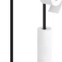 TACGEA Toilet Paper Holder Stand, Bathroom Toilet Paper Roll Holder Stainless Steel Free Standing, Storage for 4 Rolls of Paper, Black Set of 2