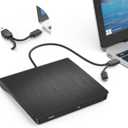 External CD DVD Drive, USB 3.0 and Type-C CD DVD Disc Reader Writer Burner Player, Slim and Portable CD DVD +/-RW Optical Drive for PC Laptop Desktop MacBook Mac Windows 7/8.1/10/11 Linux OS Apple