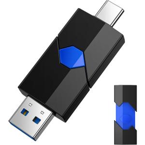 128GB USB Flash Drive JUANWE Type C & Type A Dual Port USB USB 3.1 Thumb Drive 150MB/s High Speed Transfer Memory Stick for Phone, Laptop, Tablet, Blue